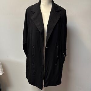 Jones New York Jacket Black Trench Style 3/4 Sleeves Pockets Plus Size 1X